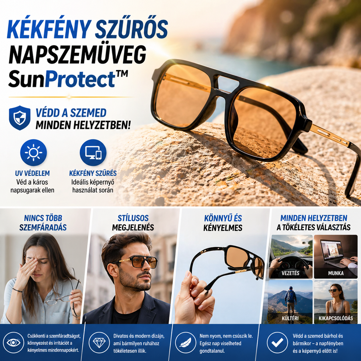 Kékfény Szűrős Napszemüveg SunProtect™