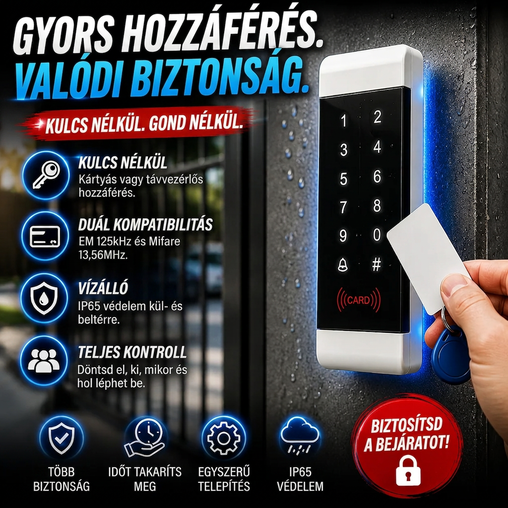 Kártyás Beléptető Olvasó AccessGuard™