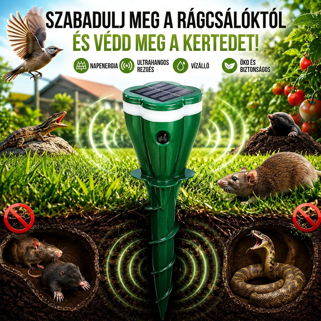Háromrészes Napelemes Rágcsálóriasztó RatAway™