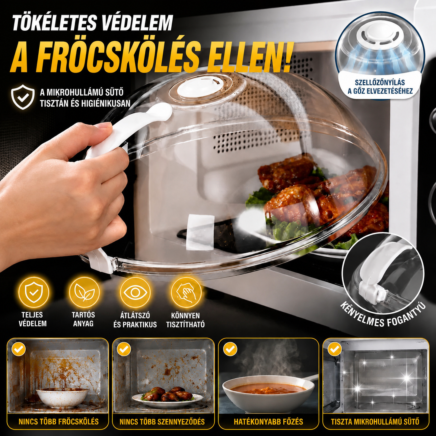 Mikrohullámú Fröccsenésgátló Fedő MicroCover™