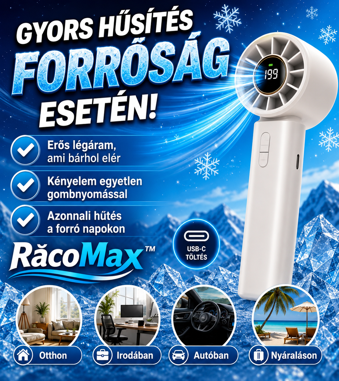 Hordozható Erős Hűtő Ventilátor – RácoMax™