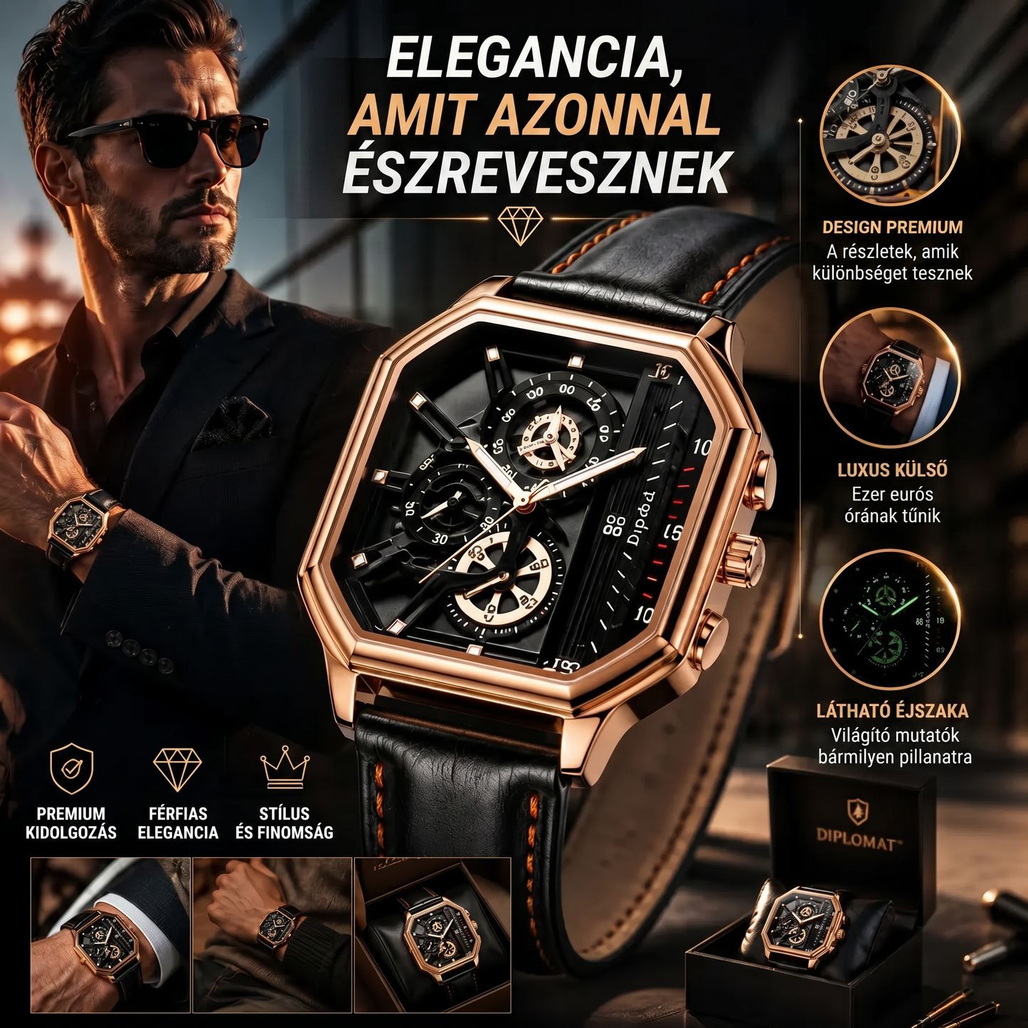 Luxus Férfi Karóra Diplomat™