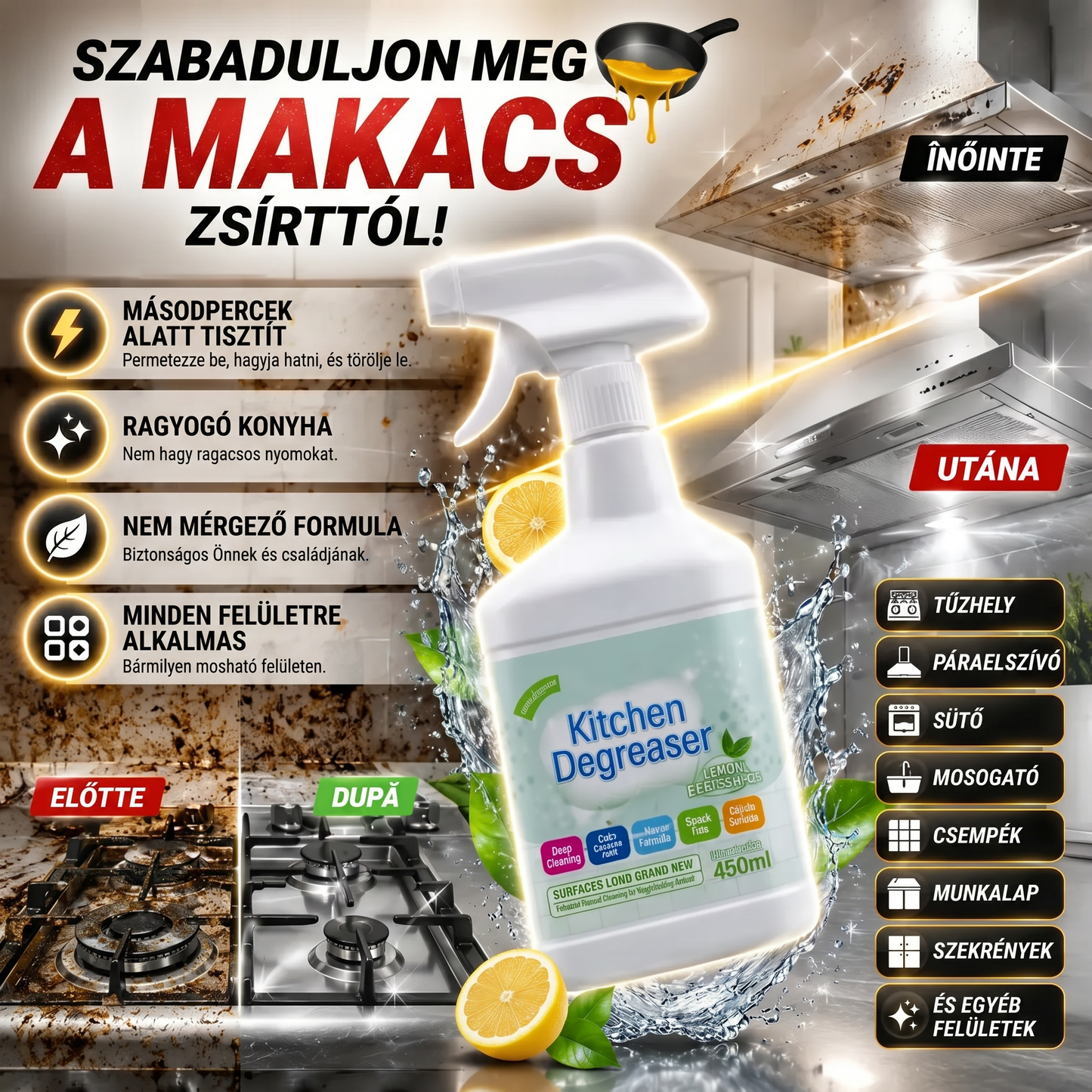 GreaseOff™ – Másodpercek Alatt Eltávolítja A Makacs Zsírt