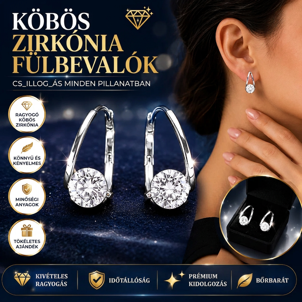 Elegáns Cirkónia Fülbevaló DiamondShine™