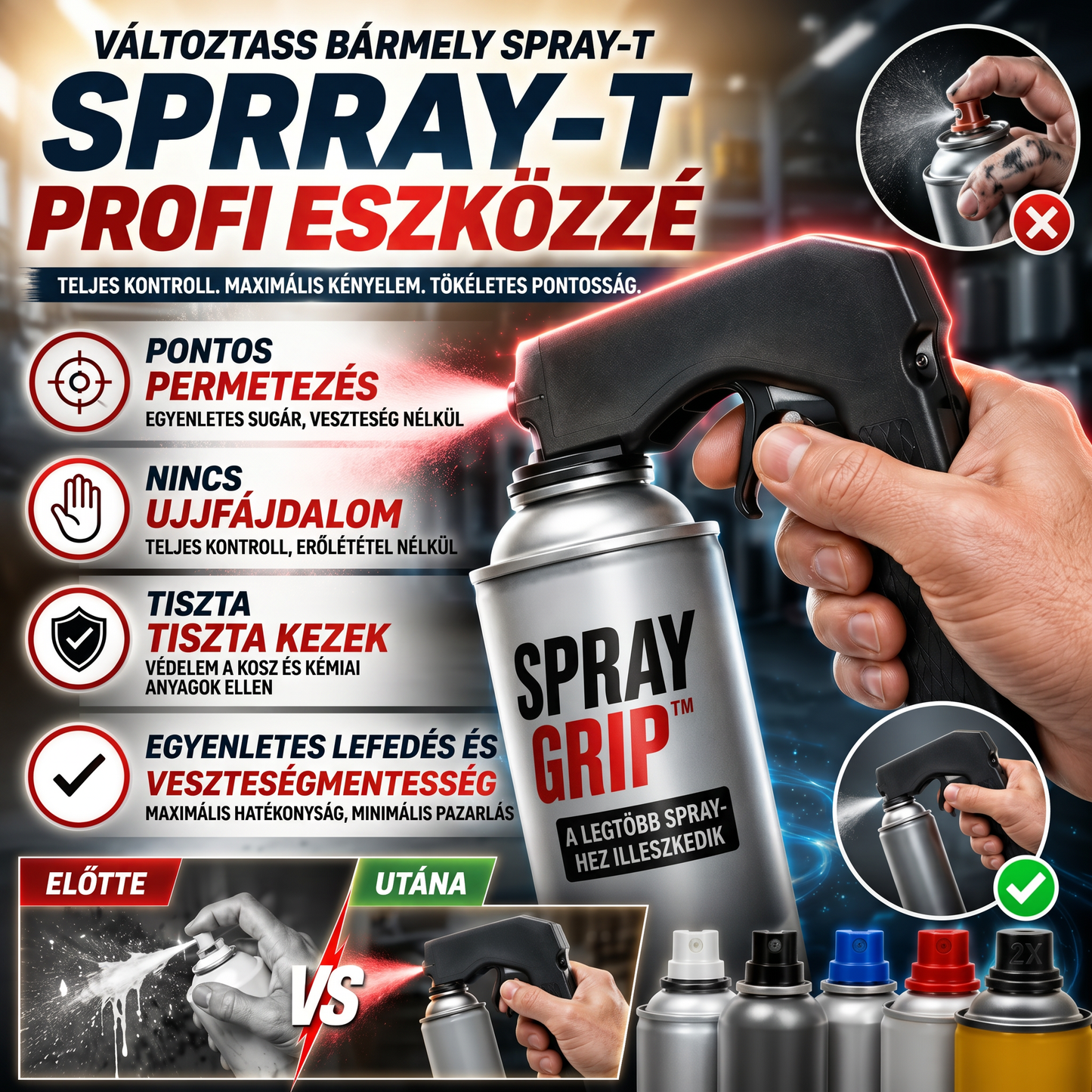 SprayGrip™ – Profi Permetezés Egyetlen Mozdulattal