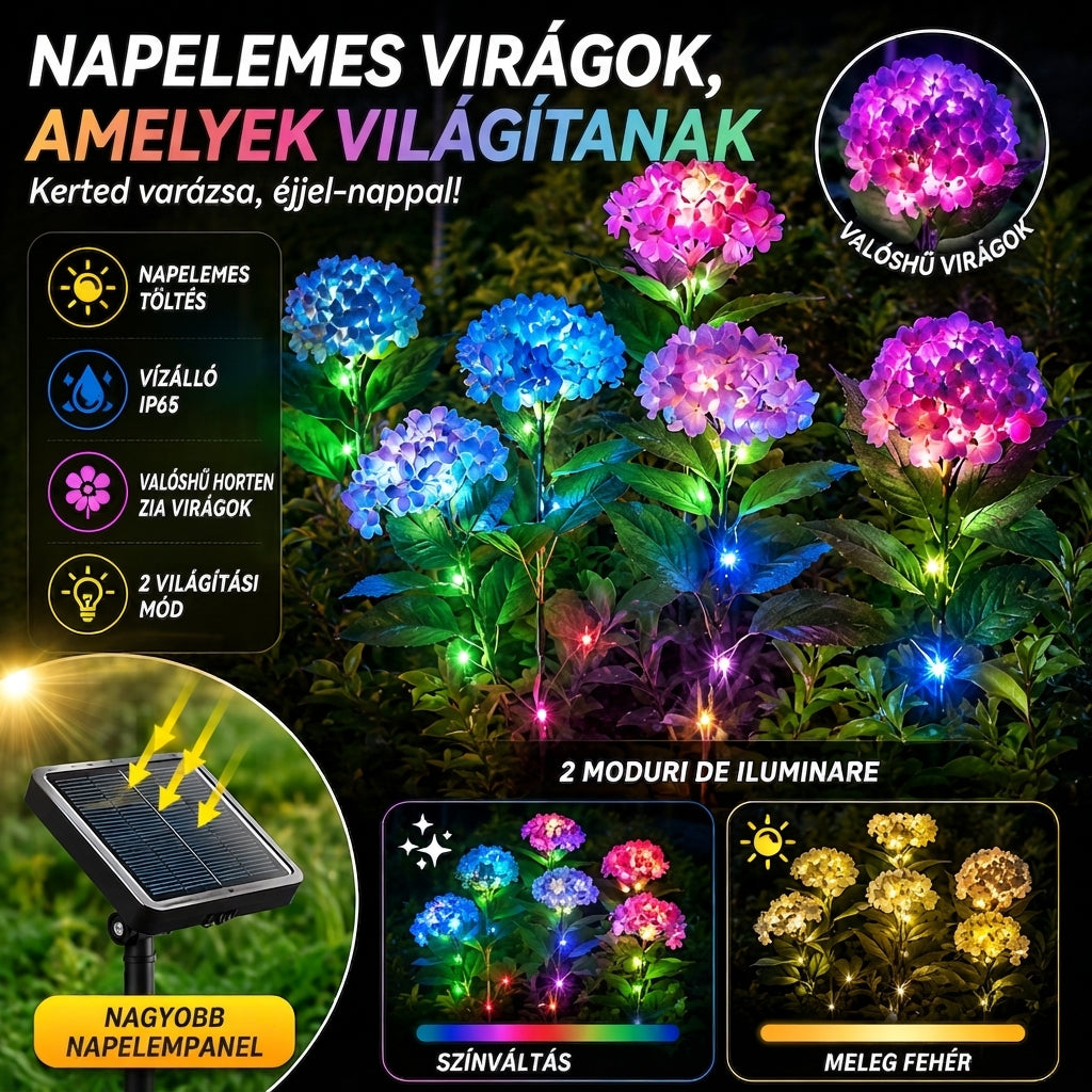 GlowBloom™ – Dekoratív Napelemes Virágok