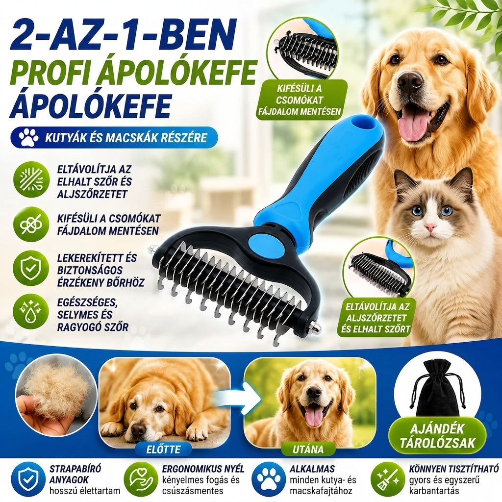 Kétoldalas Állatápoló Kefe FurCare™