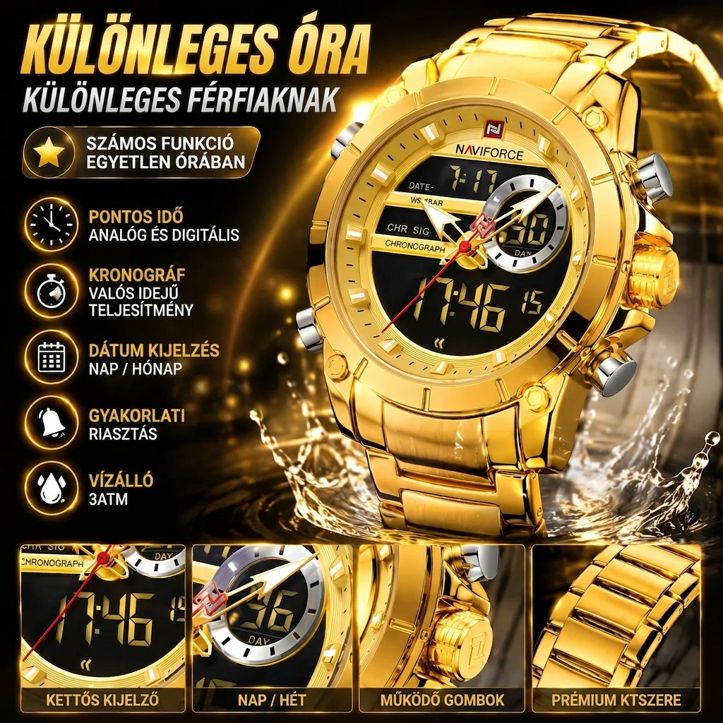 Férfi Analóg-Digitális Karóra GoldForce™